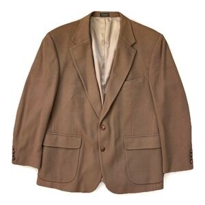 Mens Vintage Wool Cashmere Sport Coat Blazer 44R Camel Brown Jacket Professor